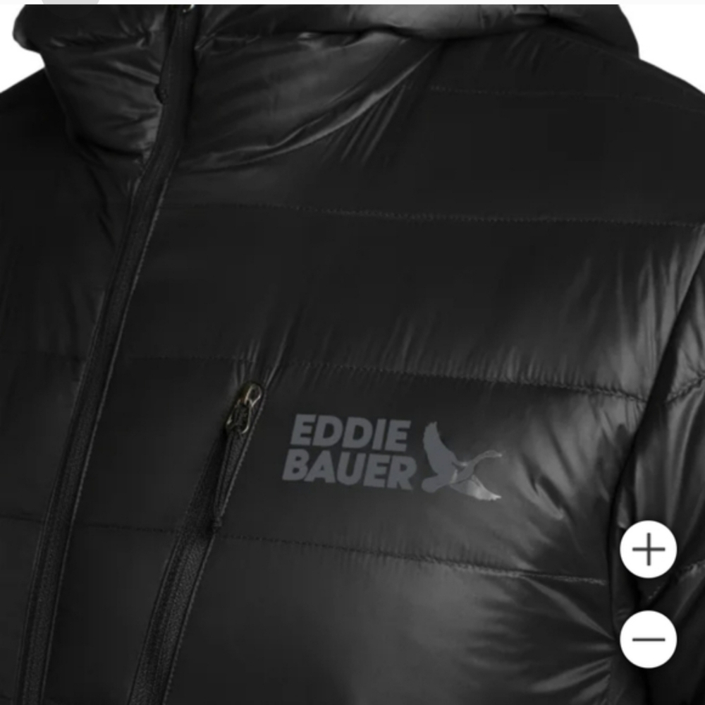 Eddie Bauer Men's Black DownPuffer Jacket with Hood Winter - Picture 5 of 6